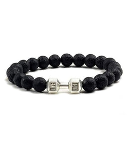 Lava Onyx Obsidian Semi Precious Stones Dumbbell Online om Healing Crystal 8mm Gemstones Beads Bracelet for Mens/Womens