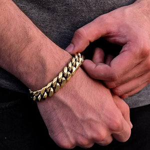 Cuban Link Chain Bracelet 24k Real Gold Plated